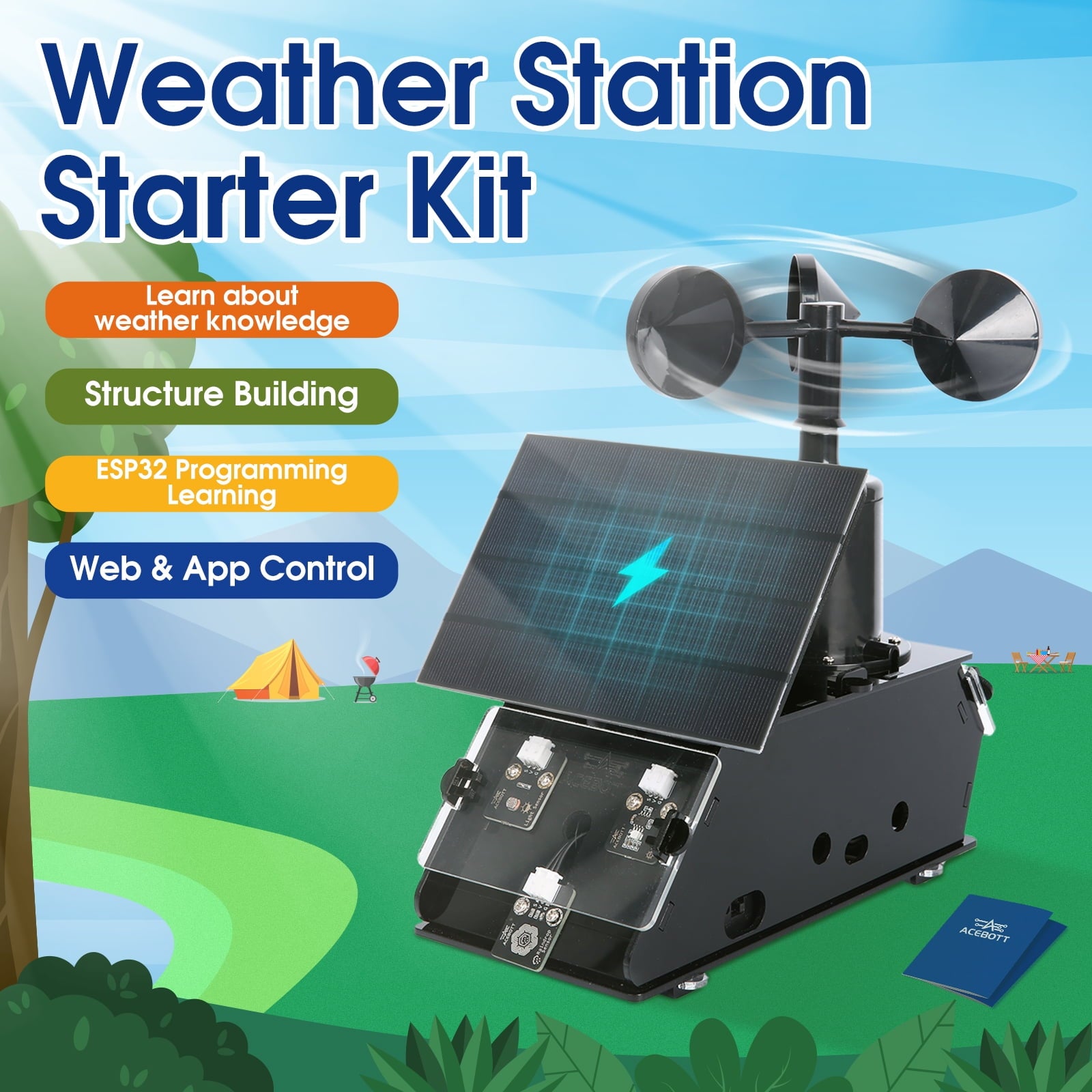ACEBOTT IoT Weather Station Starter Kit – ESP32-Based Environmental Monitoring System.