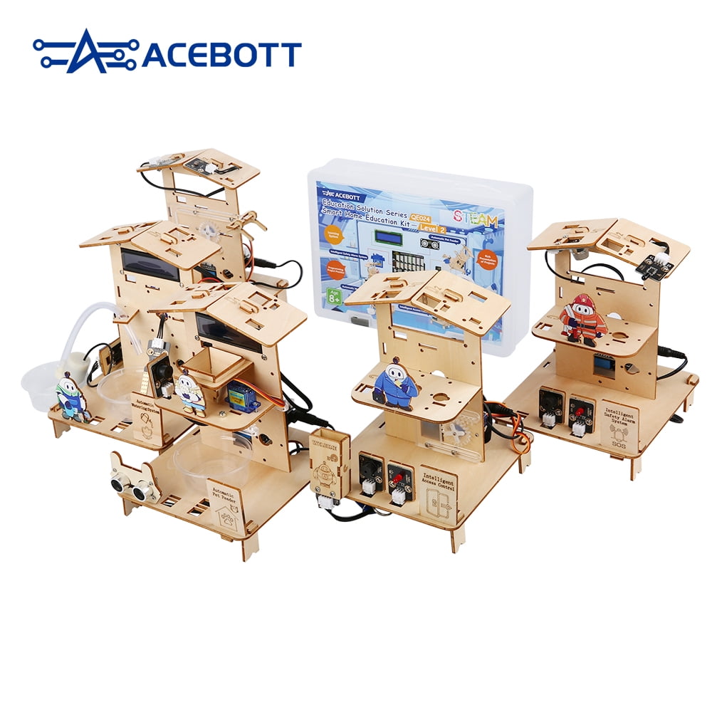 ACEBOTT 5-in-1 ESP32 Smart Home & Robotics STEM Kit – Arduino-Compatible IoT Starter Kit for Education & Engineering Projects.