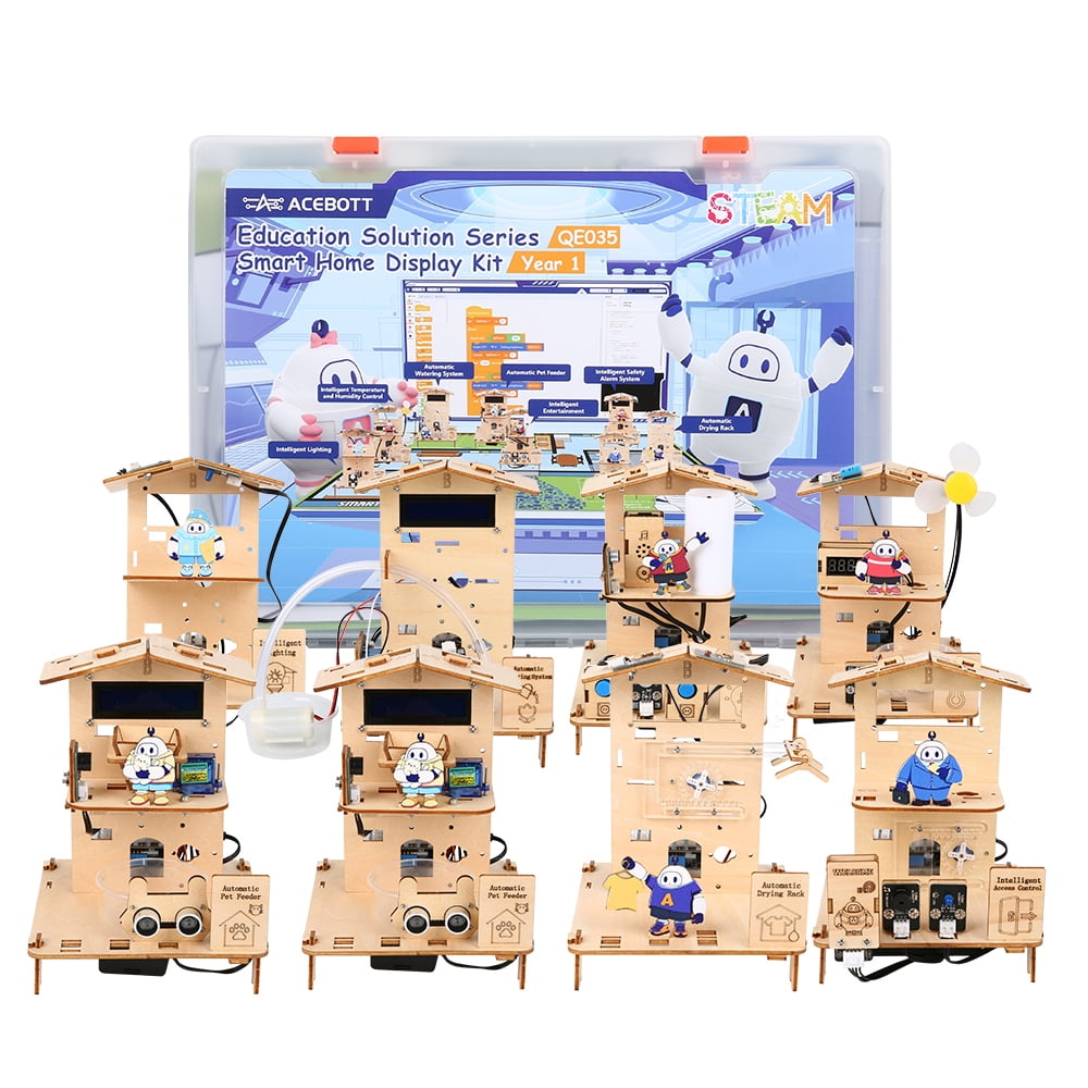 ACEBOTT 8-in-1 ESP32 Smart Home STEM Kit – Arduino-Compatible Educational Robotics Set for Ages 13+.