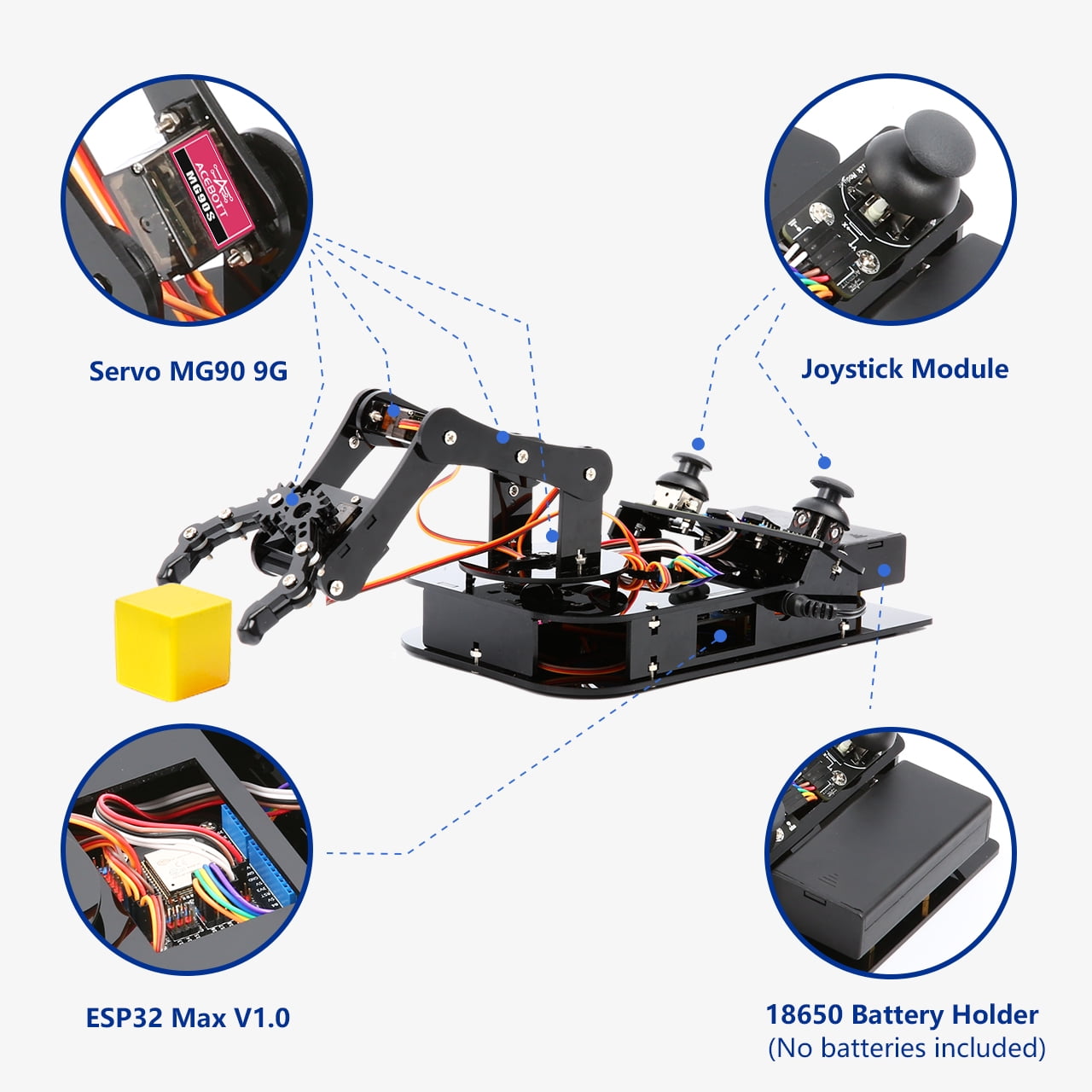 ACEBOTT 4-DOF Programmable Robotic Arm Kit (ESP32, Arduino-Compatible.