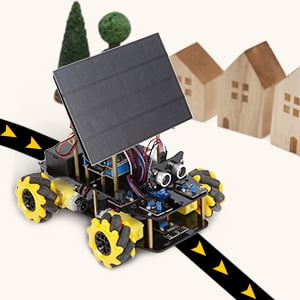 ACEBOTT 4WD Smart Robot Car Kit with ESP32 | Solar-Powered, Arduino-Compatible STEM Platform.